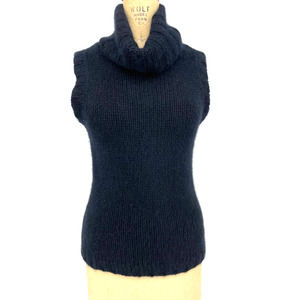 French Connection Black Cowl Neck Sleeveless Angora Sweater Top M